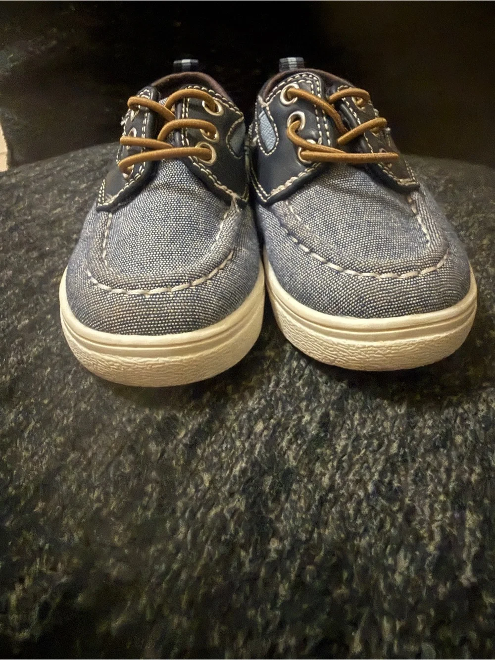 The Children's Place Boys Navy and Tan Slip-On Boat Shoes